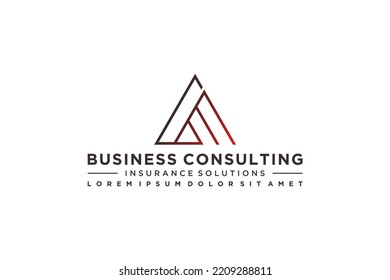 Triangle shape logo design M letter initial icon symbol business consulting illustration