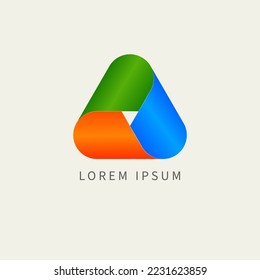 Logo de la forma triangular, cinta infinita. Icono de negocio de infinito, símbolo de vector triangular