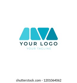 Triangle shape minimal blue logo design, vector template