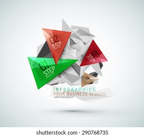 El triángulo forma infografías de papel modernas. Diseño mínimo