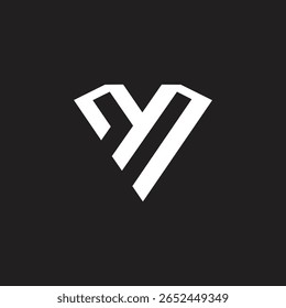 Forma triangular, modelo vetorial de design de logotipo inicial MY ou YM.