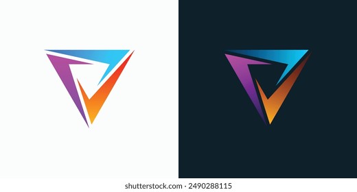 Triangle shape rotating check mark vector logo design with modern, simple, clean and abstract style.