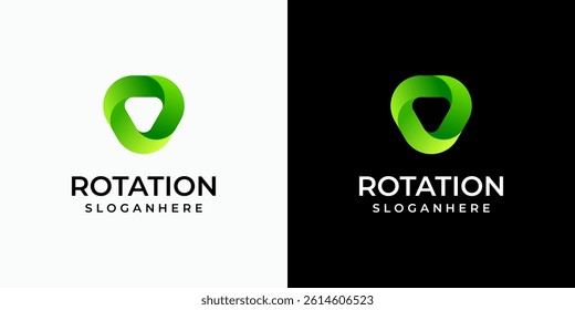 Triangle shape rotation vector logo design with modern, simple, clean and abstract style. Icon for business, technology, shipping, security and personal branding.