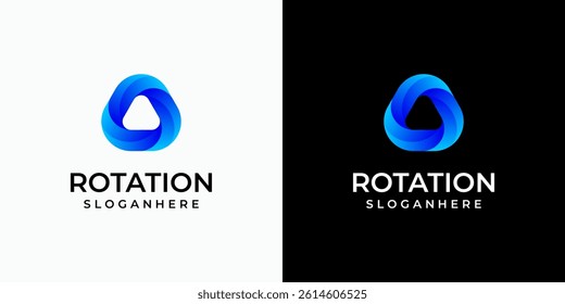 Triangle shape rotation vector logo design with modern, simple, clean and abstract style. Icon for business, technology, shipping, security and personal branding.