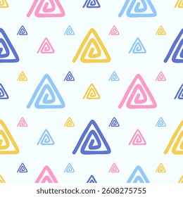 Triangle shape seamless pattern hand drawn design for print on fabric and other uses.