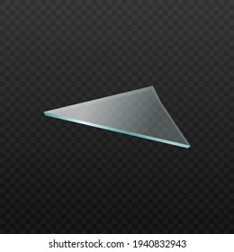 Triangle shape of shattered broken glass realistic vector illustration isolated.