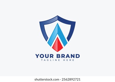 Triangle Shape Shield Protection Logo Design Template