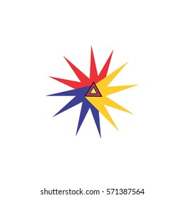 triangle shape with three colors ornament logo vector