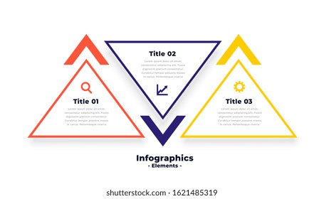 triangle shape three steps infographics template design