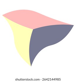Triangle shape. Top view. Color vector illustration. Sharp high mountain. Pink, purple and yellow. Isolated white background. Flat style. Idea for web design.