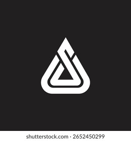 Driehoekvorm, US of SU initieel logo ontwerp vector template.
