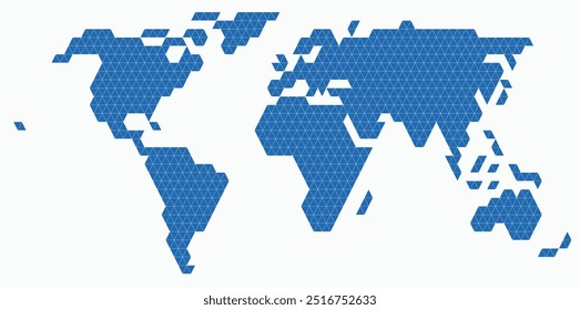 Mapa del mundo en forma de triángulo sobre fondo blanco. Ilustración vectorial.