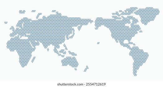 Triangle shape world map on white background. Vector illustration.