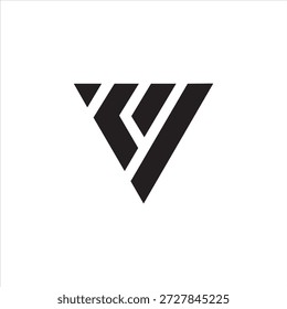 Forma triangular, letra Y, estilo de marca de design de logotipo 4Y de 4 dígitos.