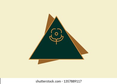 Triangle shaped badge on a yellow background vector
