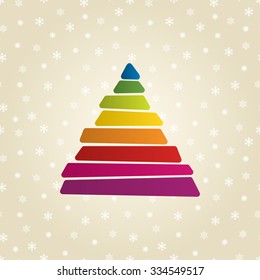 Triangle shaped banner on snowflakes background. Vector illustration.