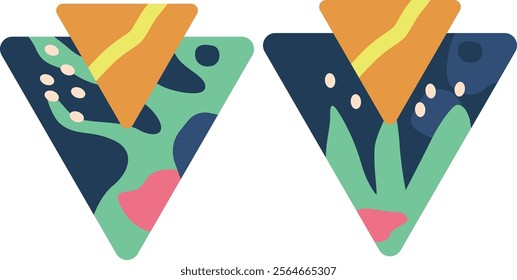 Triangle shaped earrings vector illustration