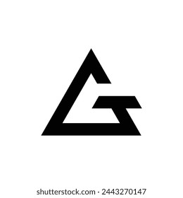 Triangle shaped modern unique letter GT or TG creative monogram logo inspiration