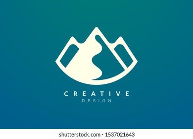 Triangle shaped mountain logo design. Minimalist and modern vector design for your business brand or product