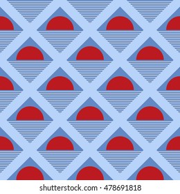 triangle shaped polka dots of different sizes, black background - vector