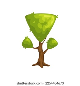 Triangle shaped tree vector illustration. Cartoon drawing of tree as forest, topiary garden or jungle element isolated on white background. Nature, landscape design, fantasy concept