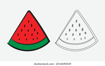 triangle shaped watermelon slice drawing book isolated watermelon icon vector illustration