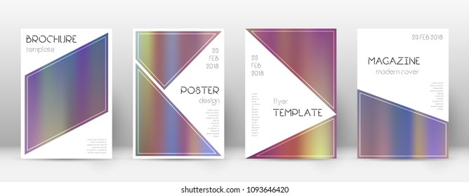 Triangle shapely template for Brochure, Annual Report, Magazine, Poster, Corporate Presentation, Portfolio, Flyer. Beautiful bright hologram cover page.