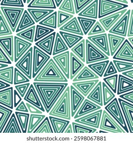 Triangle shapes background. Large triangles size. Multiple repeated inner triangles. Multicolored style. Repeatable pattern. Artistic vector tiles. Seamless vector illustration.