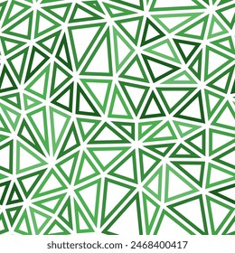 Triangle shapes background. Medium triangle size. Mono tone style. Geometric shapes outlined. Repeatable pattern. Forest Green Blend. Artistic vector tiles. Seamless vector illustration.
