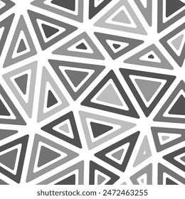 Triangle shapes background. Rounded solid shapes in frames. Big triangles size. Monotone colored style. Repeatable pattern. Artistic vector tiles. Seamless vector illustration.