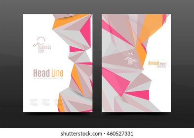 Triangle shapes. Business annual report cover. A4 size presentation flyer or corporate correspondence report