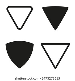 Triangle shapes collection. Various black and white designs. Geometric vector forms. Modern graphic elements.