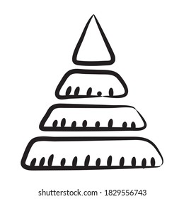 Triangle shapes graph, sketchy icon design of pyramid infographic 