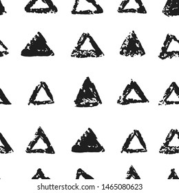 Triangle shapes grunge texture seamless pattern on white background. Vector illustration