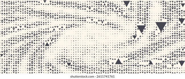 Triangle Shapes Vector Abstract Geometric Technology Background. Radial Composition Halftone Frame Triangular Retro Simple Pattern. 