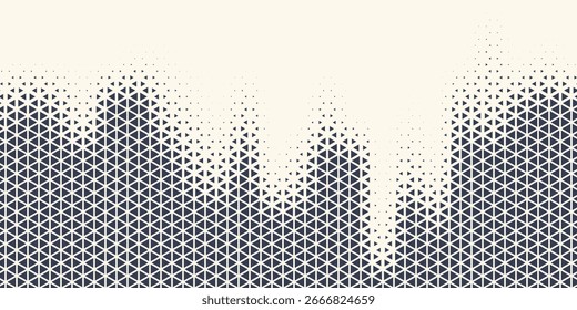 Triangle Shapes Vector Abstract Geometric Technology Background. Radial Composition Halftone Frame Triangular Retro Simple Pattern. Minimal Style Dynamic Tech Wallpaper
