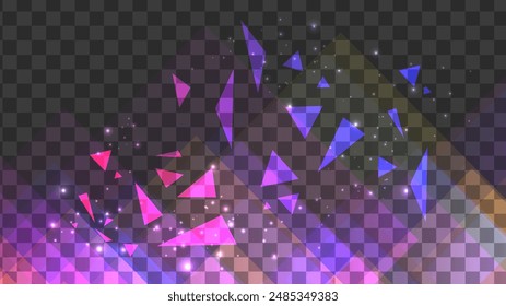 Triangle shapes. Vector illustration. Beautiful colors gradient. Design for background template, PNG. 