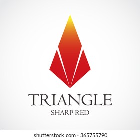 Triangle sharp of red fire abstract vector and logo design or template hot flame business icon of company identity symbol concept