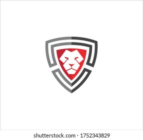triangle shield with lion face mascot in the middle vector icon logo design template for security application, software protection and privacy guard