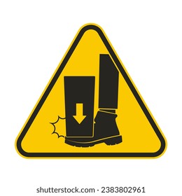 Triangle sign black pictogram icon of feet injury risk, pinched foot, use safety shoes