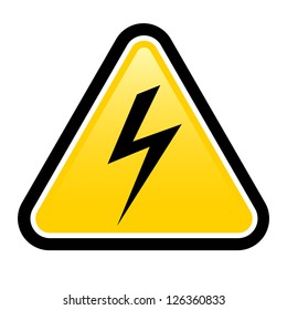 Triangle sign with high voltage symbol isolated on white
