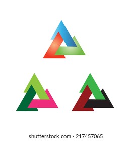 Triangle sign vector creative icon, Triangle symbol template. Abstract loop icon. Team, departments, areas concept. Tetra shape. 