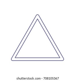 Triangle sign. Vector. Violet linear icon on white background. Isolated.