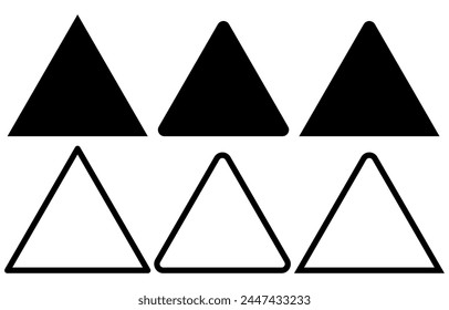 Triangle silhouette icons with various corners triangle shape vectors.