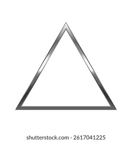 Triangle silver frame. Isolated luxury triangle silver grey border. Silver triangle flat frame mockup design element. Vector illustration.
