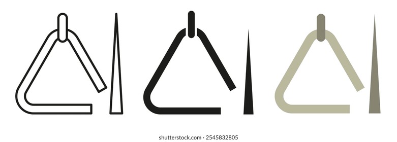 Triangle. A simple set of musical instruments. Triangle image in different styles. EPS 10.