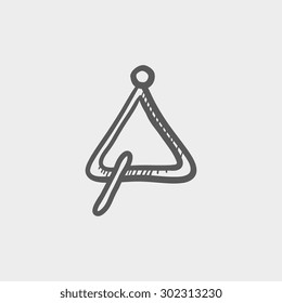 Triangle sketch icon for web and mobile. Hand drawn vector dark grey icon on light grey background.