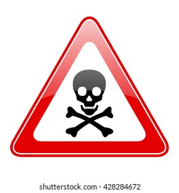 Triangle skull danger sign vector illustration isolated on white background