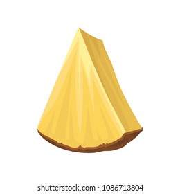 Triangle slice of fresh pineapple. Sweet and juicy tropical fruit. Decorative flat vector element for juice or yogurt packaging