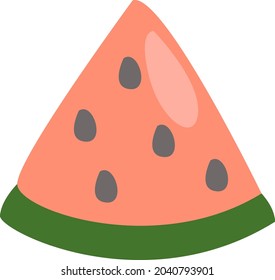 Triangle slice of watermelon, illustration, vector, on a white background.